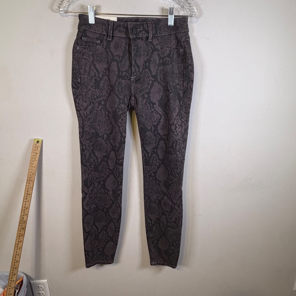 DL1961 Womens Florence Skinny Instasculpt Ankle Jeans Black Snake Size 25 NWT